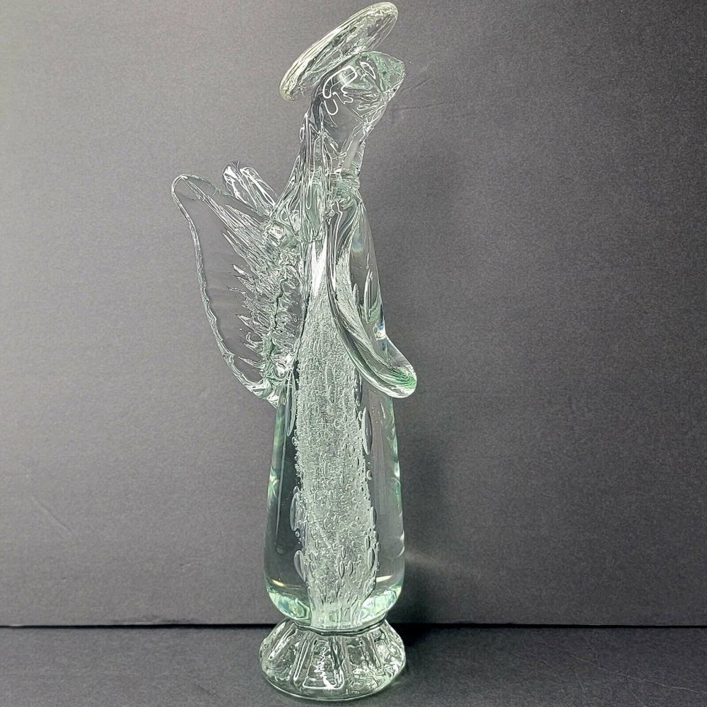 Hand Blown Glass Angel Made in Mexico Bubble Center Heavy Wings Halo